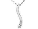 1/20 Carat (ctw) Diamond Curved Line Pendant Necklace in 14K White Gold with Chain